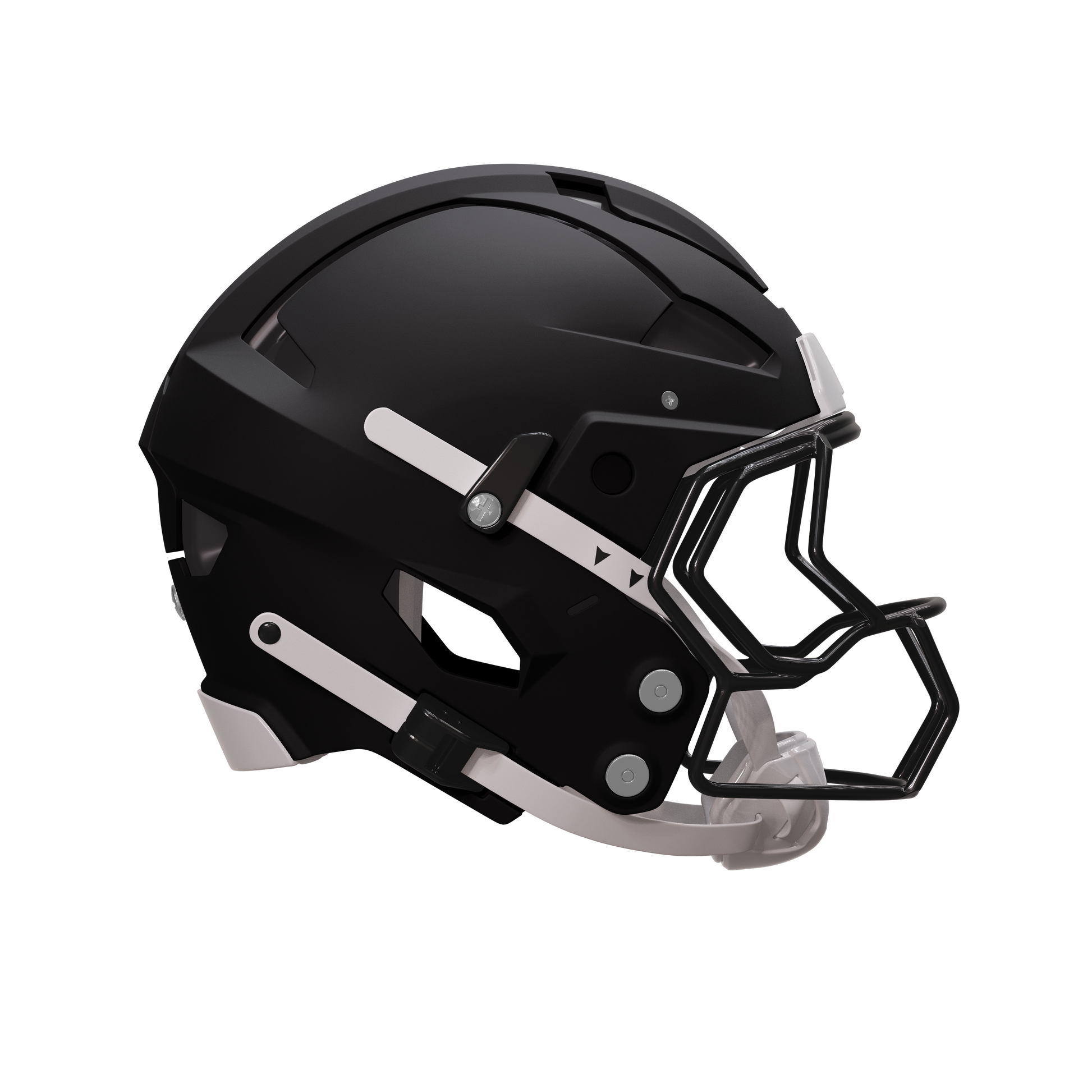 black football helmet matte side view Schutt Vengeance Pro Ltd II strong and light outer Game Day Skinz Axiom Helmet